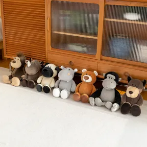 Cute forest animal plush toys set, soft stuffed dolls and hug pillows for kids' gifts.