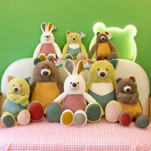 Adorable plush toys collection featuring bear rabbit and fox characters for room decor