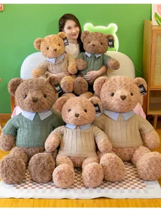 Simpatico peluche orsetto bambola con maglione morbido animale imbottito giocattolo per bambini