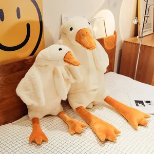 Morbido cuscino di peluche a forma di oca bianca gigante per bambini e ragazze