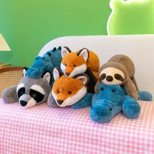 Süßes Lazy Series Tier Plüschtier Waschbär Faultier Fuchs Krokodil Stoffpuppe Weiches Schlafbegleiter Kissen Home Dekoratives Spielzeug Für Kinder Mädchen