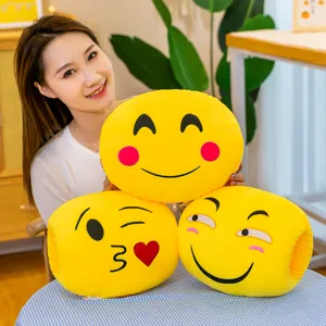 Emoji Smiley Face Plush Nap Pillow Hand Warmer Soft Round Decorative Cushion For Office School Student Home Gift Women