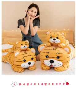 Lindo cojín de peluche de tigre, muñeco de peluche suave para regalo de niños y decoración.