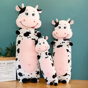Super Weiches Kuh Plüschkissen Langes Kuscheltier Kuh Puppe Schlafendes Körperkissen Geburtstagsgeschenk Für Mädchen Schwarz Weiß