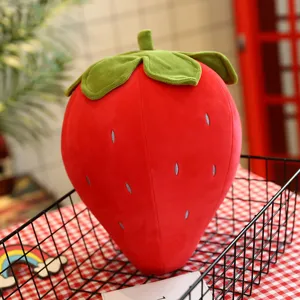 Simpatico Grande Peluche a Forma di Fragola Morbido Cuscino di Frutta Kawaii Rosso Rosa Cuscino per Ragazze Bambini Decorazione Casa Regalo Compleanno