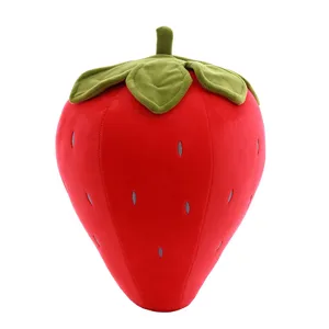 Grande cuscino di peluche a forma di fragola morbida con colore rosso vibrante