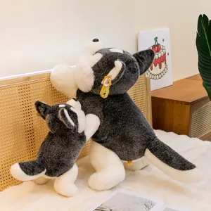 Realistic mother and baby husky dog plush toy set, cozy bedroom gift for girls