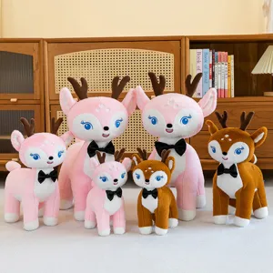 Simpatico Peluche a Forma di Cervo Sika Maculato Morbida Bambola di Renna Imbottita Con Fiocco E Ricamo di Tulipano Regalo