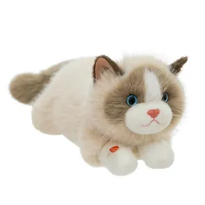 Realistic ragdoll cat plush doll with sound effect, soft stuffed animal for kids gift