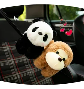 Lindos peluches de panda y mono pulseras de presión para decorar cinturón de coche