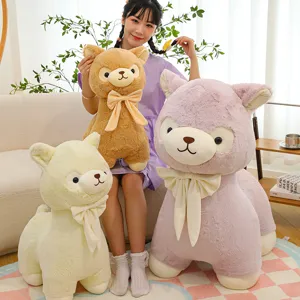 Creamy alpaca plush doll for home decoration and gift, soft stuffed llama toy ornament