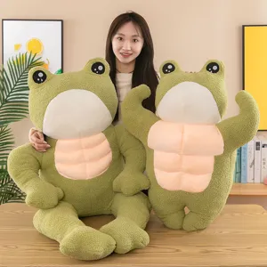 Creative Muscular Frog Plush Toy Funny Abdominal Muscles Frog Stuffed Animal Pillow Green Plush Frog Doll For Birthday Gift Home Decor