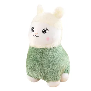 Cute green and white cartoon alpaca plush toy stuffed animal for children gifts