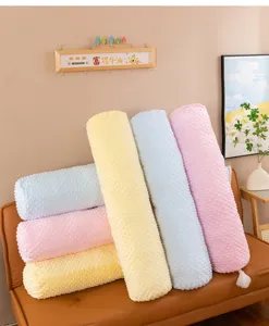 Soft minky fabric long cylindrical bolster pillows in pastel colors for side sleeping support