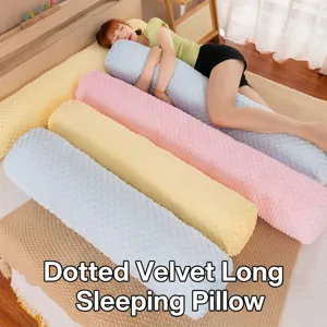 Soft Minky Dot Long Bolster Pillow Plush Removable Cover Body Pillow Sleeping Leg Pillow Bedside Support Cushion For Men Women