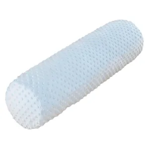 Soft blue minky dot bolster pillow for side sleepers, long cylindrical support cushion