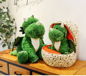 Süßes grünes Dinosaurier Plüschtier Set mit Einnest, weiche Stoffpuppe für Kindergeschenk.