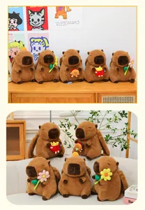 Multi-style Capybara plush backpacks featuring cute flower and food accessories