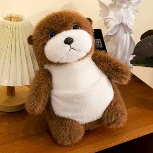 Realistic Sea Otter Stuffed Animal Soft Plush Doll Cute Marine Animal Toy Ornament For Birthday Gift Home Decor