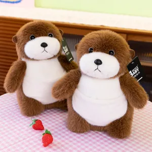 Cute sea otter plush toy set with soft brown fur and realistic details for gifts