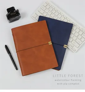 Carnets professionnels en cuir PU A5 marron et bleu marine avec accessoires de bureau