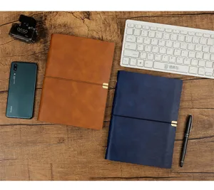 Carnet de notes professionnel A5 avec couverture souple en cuir PU et élastique