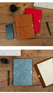 Carnet de notes A5 professionnel à feuilles mobiles avec couverture en cuir PU souple