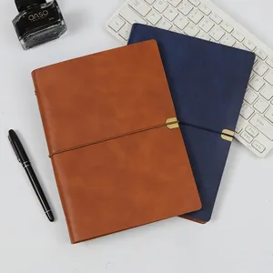 Cahiers à feuilles mobiles professionnels A5 en cuir PU marron et bleu pour le bureau