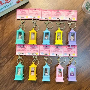 Multiple colorful liquid sand lantern keychains featuring cute Sanrio style characters