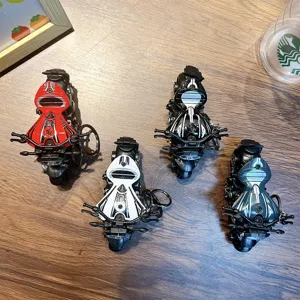 Lot de quatre porte-clés miniatures de moto en alliage rouge blanc noir et bleu