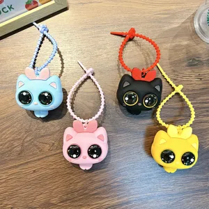 Χαριτωμένο γατάκι squishy μπρελόκ με μάτια που πετάγονται σε τέσσερα χρώματα