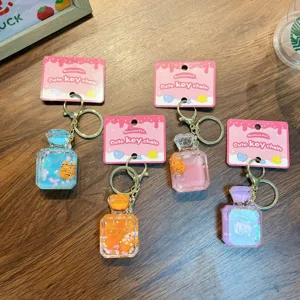Creative tiger perfume bottle liquid quicksand keychain and bag charm accessories