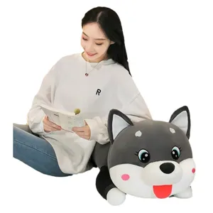 Cute large husky plush pillow toy for bed decor and girlfriend birthday gift ideas.