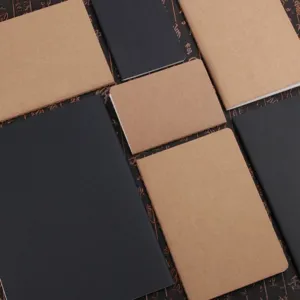 Surtido de cuadernos vintage de papel kraft A5 y negros cosidos para oficina y escuela