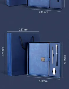 Hochwertiges blaues Business-Schreibwaren-Geschenkset mit Notizbuch und Stift sowie Maßen