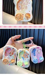Cute cartoon animal water game console keychain portable stress relief toy pendant