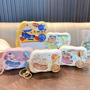 Cute animal car water game console keychain stress relief toy student pendant gift