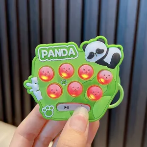 Mini green panda electronic whack-a-mole game keychain toy for creative stress relief