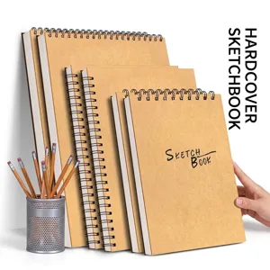 Cuaderno de bocetos profesional con espiral y tapa de papel kraft grueso para arte