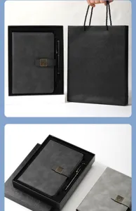 Luxe A5 zakelijk notitieboek cadeauset inclusief pen, luxe doos en bijpassende tas.