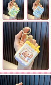 Cartoon telephone-shaped electric maze game keychain with cute capybara pattern detail
