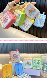 Creative electric touch maze toy keychain with cute cartoon character mini phone design