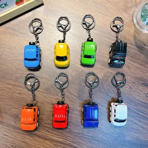 Set of colorful mini alloy pull-back off-road vehicle toy car keychains for backpack charms