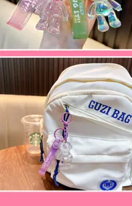 Acryl Glitzer Hase Bär Schlüsselanhänger Transparent Flüssigkeit Tasche Anhänger Geschenk