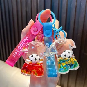 Kreatives Fußballtrikot Flüssig Schlüsselanhänger Weltmeisterschaft Sport Treibsand Flasche Schlüsselring Süß Cartoon Tasche Anhänger Für Fußballfans Geschenk