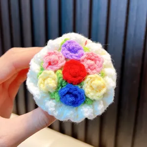 Portachiavi con bouquet di fiori colorati all'uncinetto fatti a mano per borse e regali
