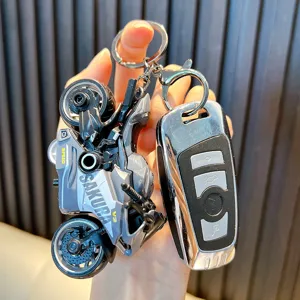 Portachiavi moto in lega in miniatura con funzione di gioco a retrocarica creativa