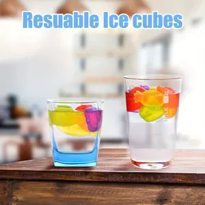 Set of 24 reusable colorful fruit-shaped food-grade plastic ice cubes for beverages