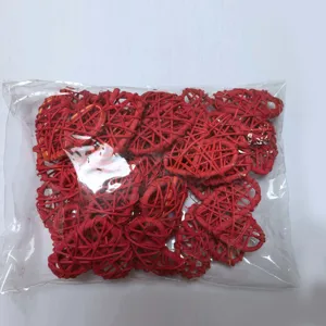 Großpackung rote geflochtene Deko-Herzen aus Rattan für Valentinstag und Hochzeiten