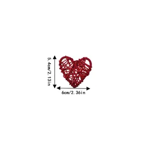 Rote herzförmige Rattan-Dekoration für DIY-Hochzeiten und Valentinstag Deko